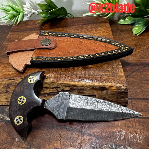 Damascus push dagger