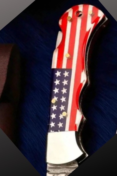 US flag folding knife handle
